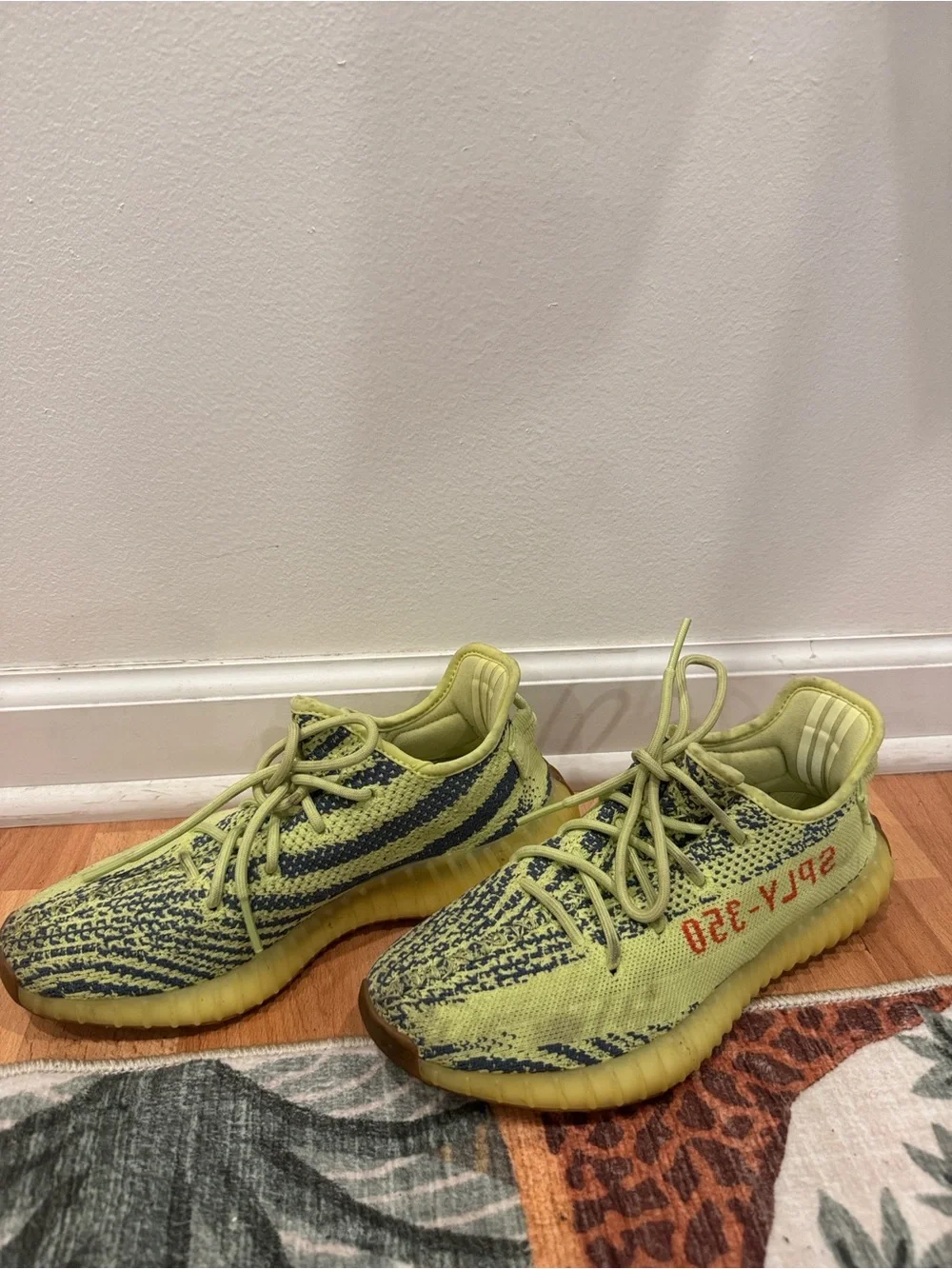 adidas Yellow and Grey Zebra Stripe Sneakers